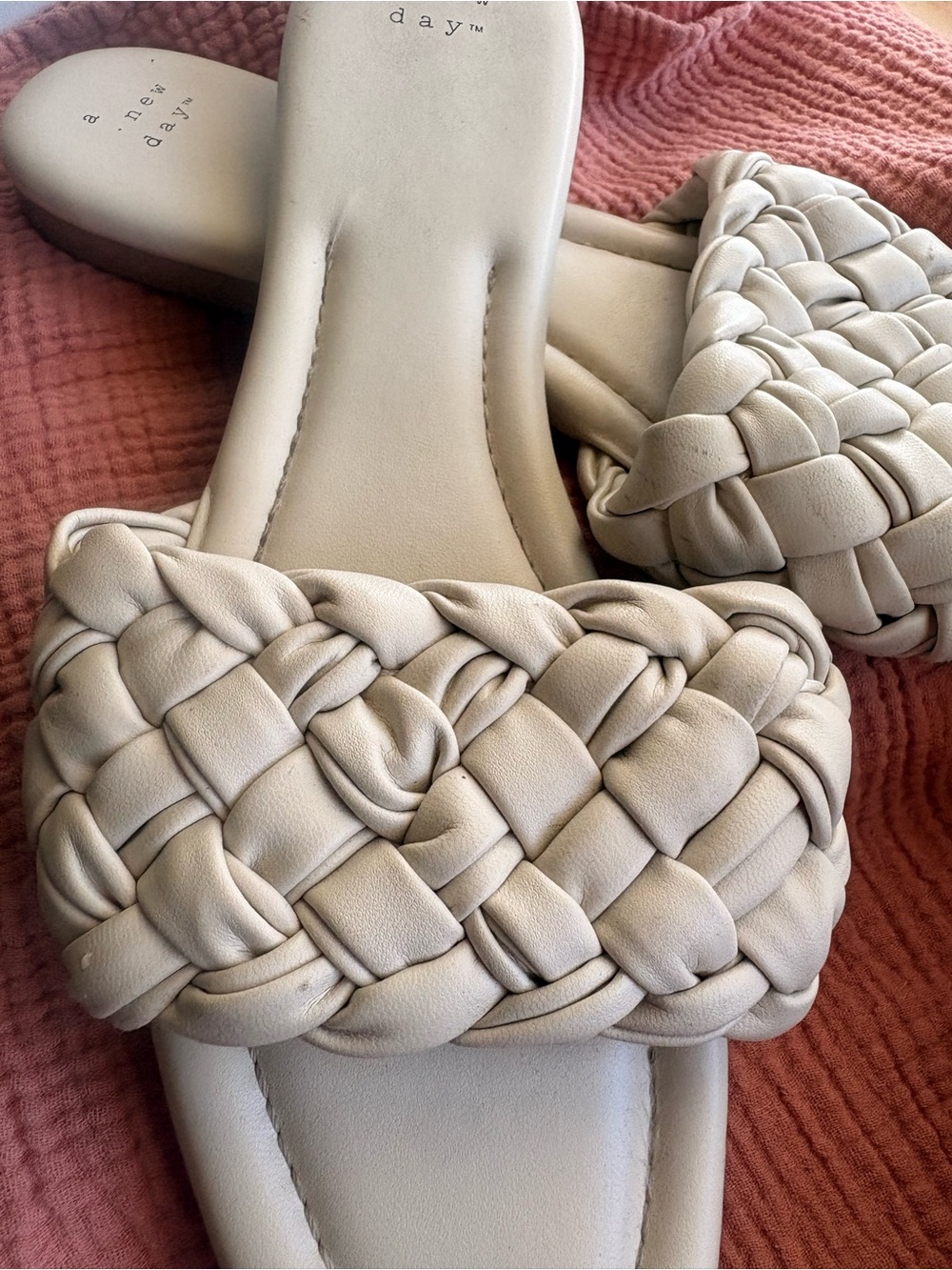 a new day Cream Braided Slide Sandals